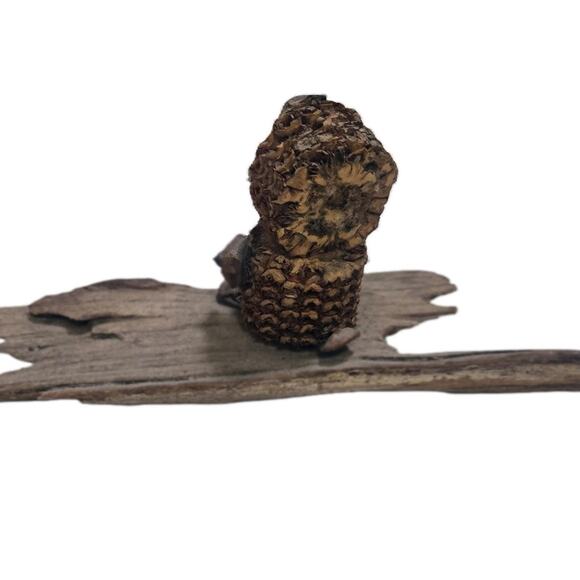 2-Hand-Carved Driftwood Sculptures ShoreBird w/Grass, Seashells/Owl Googly Eyes - Picture 8 of 8